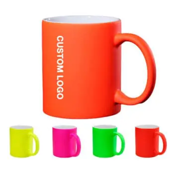 Custom branded 11 oz. neon mug with c-handle printed with your logo