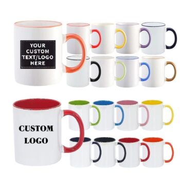 Two-tone mug ceramic cups 11oz c-handle solid color inside coffee mugs for sublimation printing