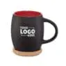 Custom logo printed 14 oz classic c handle mugs 15 oz hearth ceramic mug with wood lid/coaster