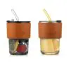 Amazons newly 13oz/16oz glass tumbler cup with straw and lid glass coffee mug iced tea cup with leather protective sleeve