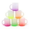 Custom logo 11oz travel beer coffee mug cups sublimation gradient color frosted glass mugs with handle