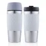 New design thermos stainless steel coffee travel mug with non-slip silicone sleeve&leakproof lid, vacuum mug for coffee&tea