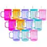 Wholesale bulk 17oz jelly glass camper mug with colored pp lid tea milk beer crystal clear sublimation glass mug with pp lid