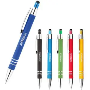 Metal matt finishing celena stylus soft touch pen cheap custom logo printed ballpen ballpoint pen metal promotional gift pen