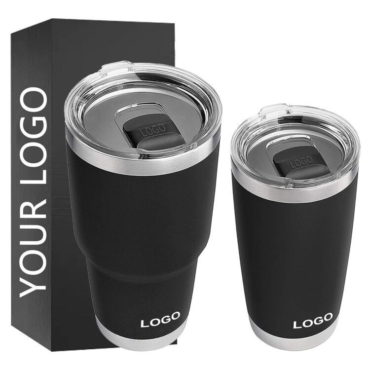 Wholesale tumblers 30oz 20oz stainless steel tumbler vacuum insulated slip lid with custom pack flask with straw black