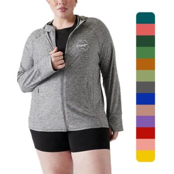 Custom printed logo streetwear light weight nylon spandex oversized women's hooded breathable zip up jackets plus size