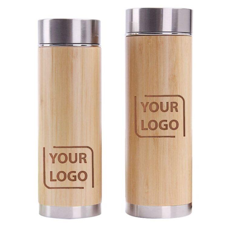 Custom printing bamboo eco friendly insulated cup tea cup stainless steel vacuum insulation cup brand logo print sustainable