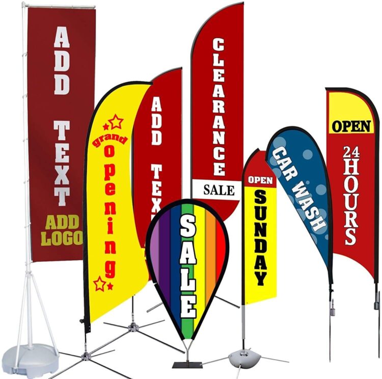 Low moq custom wholesale flying beach flag banner promotional advertising wind outdoor custom feather flags