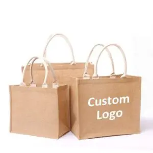 Custom promotional wholesale jute bags with logo from China manufacturer