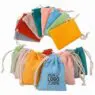 Customized logo promotion cotton drawstring gift bag mini cotton candy gift bag cotton bag with drawstring