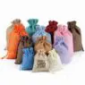 Customized logo promotion linen drawstring gift bag mini candy gift bag linen bag with ribbon