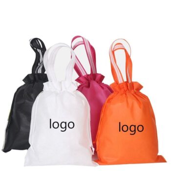 Custom logo non-woven shopping tote bag shoes clothes drawstring bag dust non woven drawstring bag