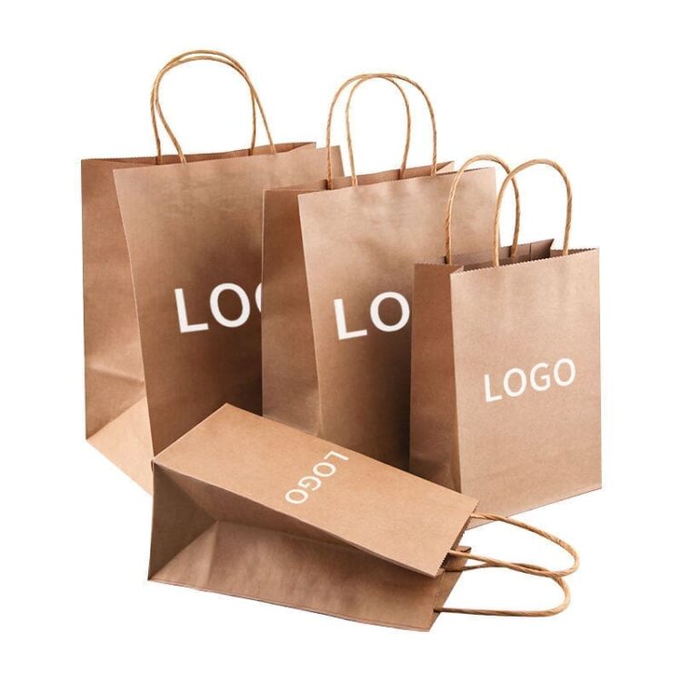 Eco-friendly recyclable cheap twist handle square bottom paper bag custom logo food paper bag packaging