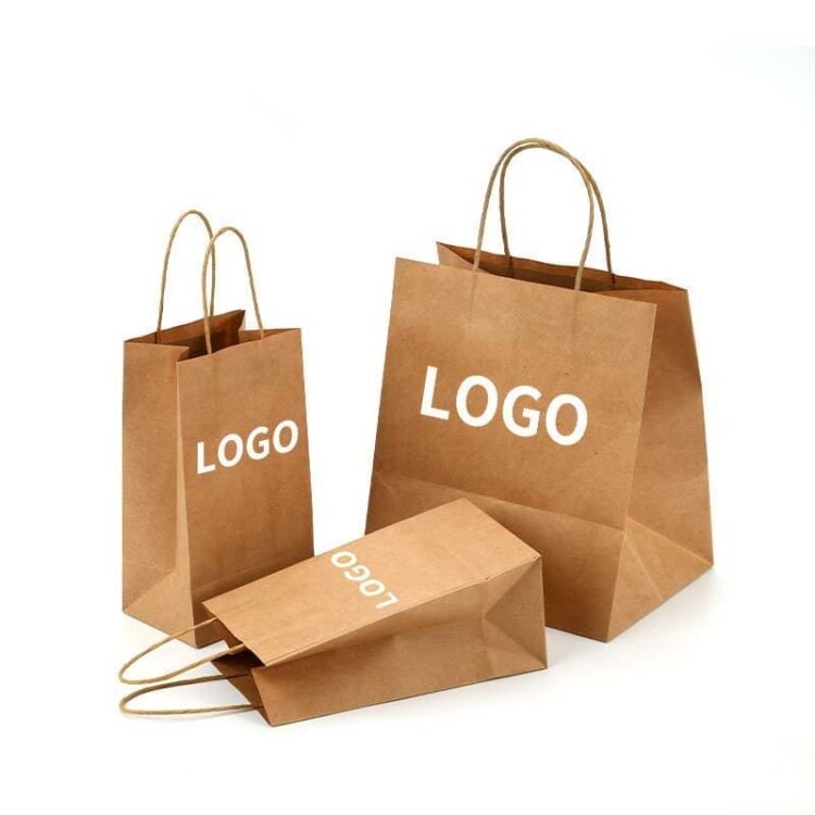 Eco-friendly recyclable cheap twist handle square bottom paper bag custom logo food paper bag packaging