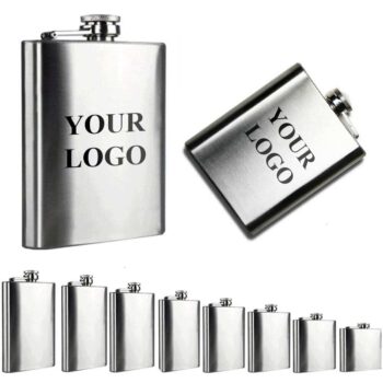Custom logo portable wine whiskey hip flask capacity male alcohol pot bottle flask pocket stainless steel hip flasks 8oz