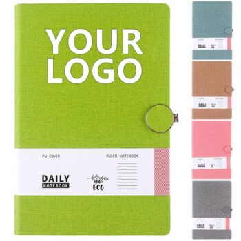 Linen grain soft touch notebook custom logo printing brand note book pu hardcover notebook a5 cahier avec logo with custom box