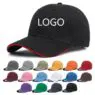 Wholesale gorras customised embroidery solid color plain sandwich brim baseball caps custom hats