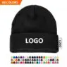 Candy 60 colors beanies manufacturer custom logo embroidery winter knit hats beanie