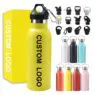 Custom logo sport double wall vacuum cup wide mouth insulated thermos flask portable metal stainless steel thermal water bottle