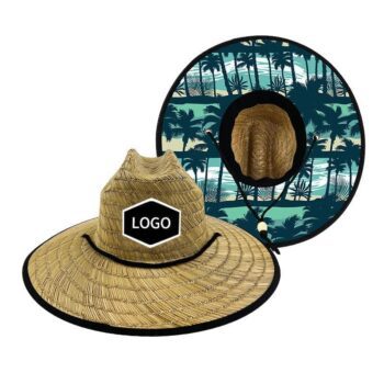 Wholesale summer spring outdoor men's women flower lifeguard sun-proof big brim straw beach hats with custom logo
