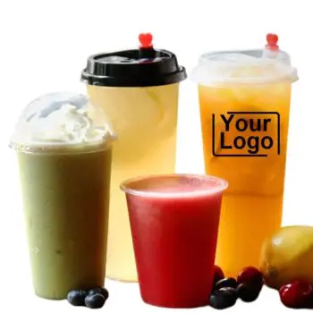 Custom logo supplier disposable pp cup clear transparent plastic tea drinks cup with lid multiple oem odm cheap plastic cup