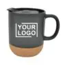Custom logo coffee mugs eco-friendly blank black reusable wholesale ceramic mugs cork bottom white ceramic coffee cup with lid
