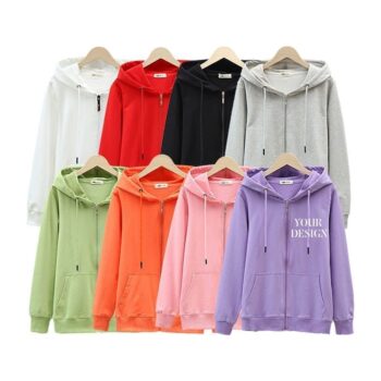Japanese zip-up hoodie jacket high quality 100% cotton pull-on hoodie screen printed logo