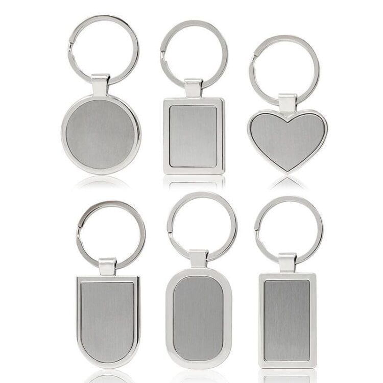 Wholesale manufacture cheap custom logo laser engraving sublimation printing keyring house shape keychain metal key chain