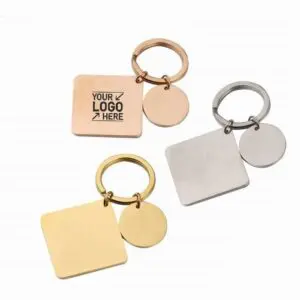 Customized logo stainless steel square keychain stainless steel round keychain diy 304 stainless steel keychain