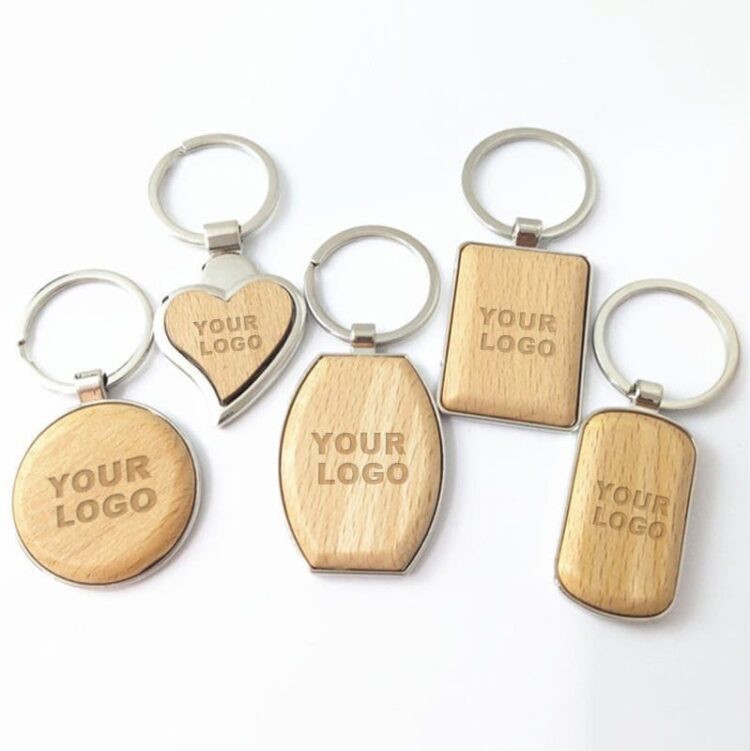 Custom shape wooden keychain engraving logo wooden keyring blank wood keychain logo key chain beech timber gift