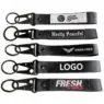 Customized polyester short lanyard keychain wristlet woven logo black eagle hook wrist lanyard