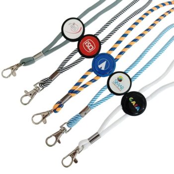 Custom adjustable length neck strap elastic round cord lanyard for id card holder