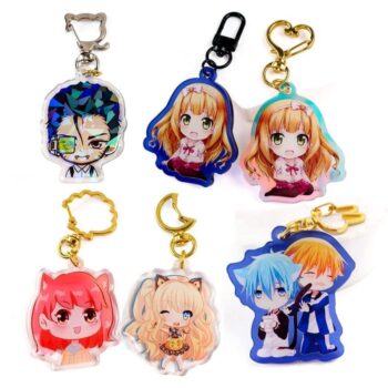 Wholesale cute kawaii anime double sided acrylic transparent keychain charm custom acrylic key rings