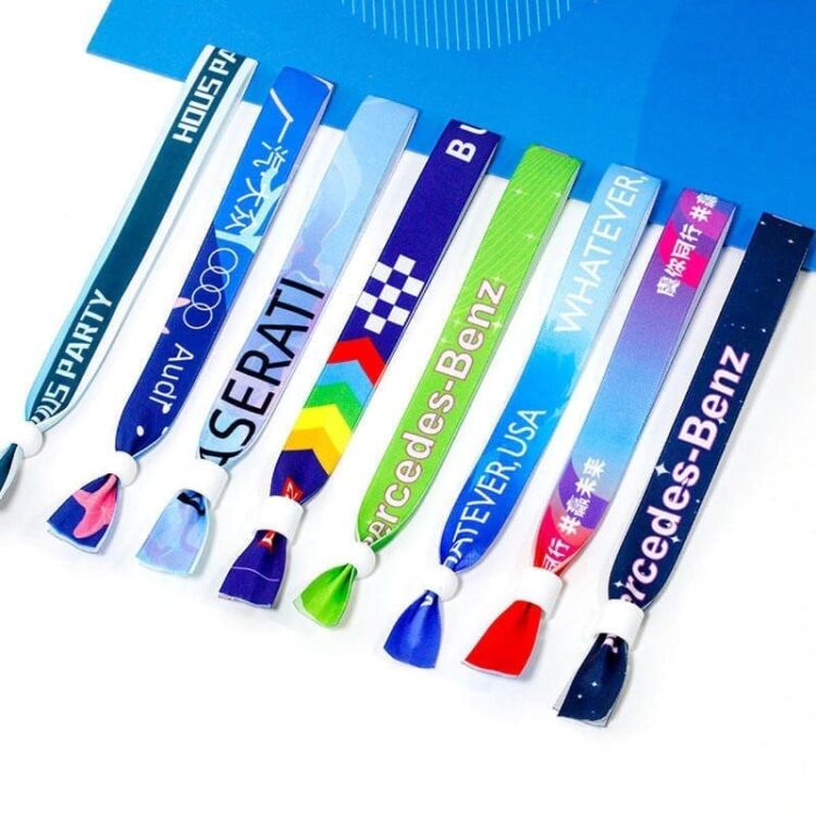 Promotional adjustable printing trademark logo reuse wristband woven disposable custom woven wristband