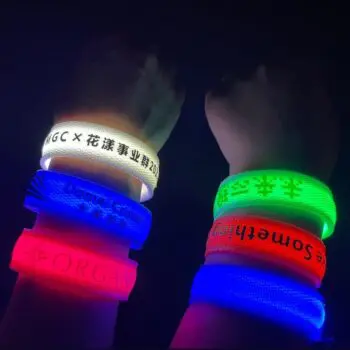 Promotional logo color qr code customized led wristbands seven colors led wristbands for events with rfid