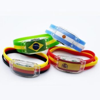 Hot selling led luminous silicone national flag bracelet for sports events