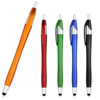Metallic plastic ballpoint pens stylus pens for touch screens 2 in 1 office pen with stylus tips for iphone ipad