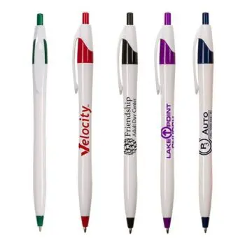Popular custom logo promotional cheap plastic ball pen javelin ballpoint pens with full color logo