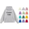 100% polyester 260gsm custom logo embroidered designer puff printing hoodie unisex blank oversized mens custom hoodies