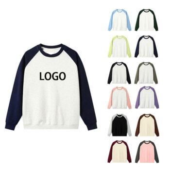 Custom casual unisex cotton terry patchwork sweatshirt men crewneck sweatshirt