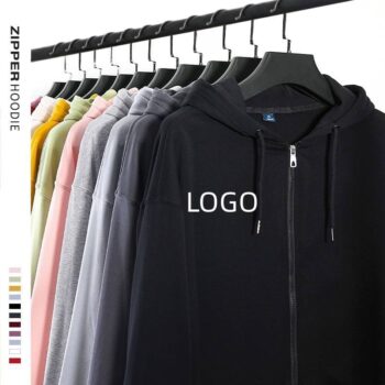 310gsm french terry custom embroidery logo men oversized hoodie plain zip up zip hoodie for man women