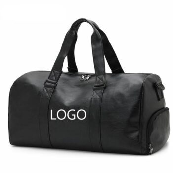 Custom logo fashion travel outdoor weekender shoulder luggage waterproof sports pu leather gym duffel bags