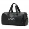 Custom logo fashion travel outdoor weekender shoulder luggage waterproof sports pu leather gym duffel bags