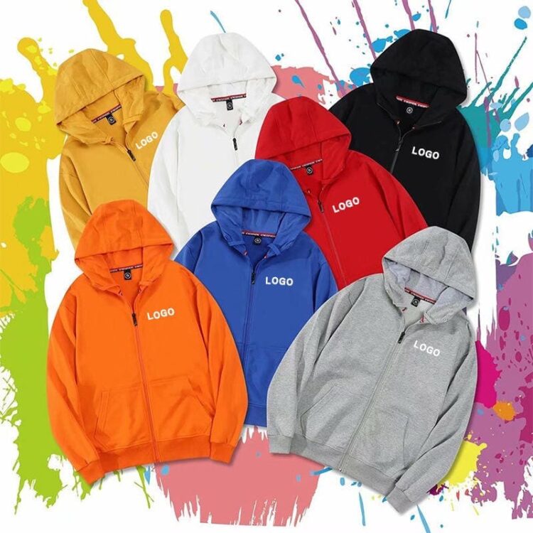100% cotton brown blank joggers suits set zipper white fleece bulk unisex hoodies custom logo mens zip up hoodies