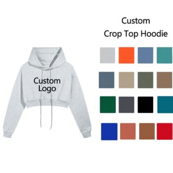 Custom logo printed embroidery cropped hoodies heavyweight cotton hoodies women men crop top cropped hoodie men