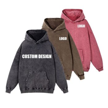 Heavyweight printing cotton oversize blank vintage distressed acid wash hoodie custom logo sweatshirt casual stone wash hoodies