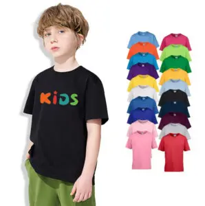 100% combed cotton kids tee tshirts screen printed plain blank white baby boys girls t-shirts with logo