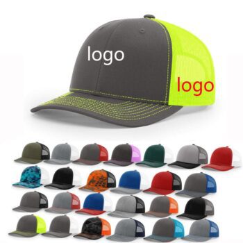 Wholesale full customize logo blank cotton gorras,richardson hats 112 mesh snapback trucker hat cap