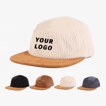 Unstructured 5 panel suede camper hat corduroy flat bill camp cap for outdoor