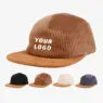 Good quality corduroy camping hat custom logo unisex fashion outdoor suede flat bill camper hat